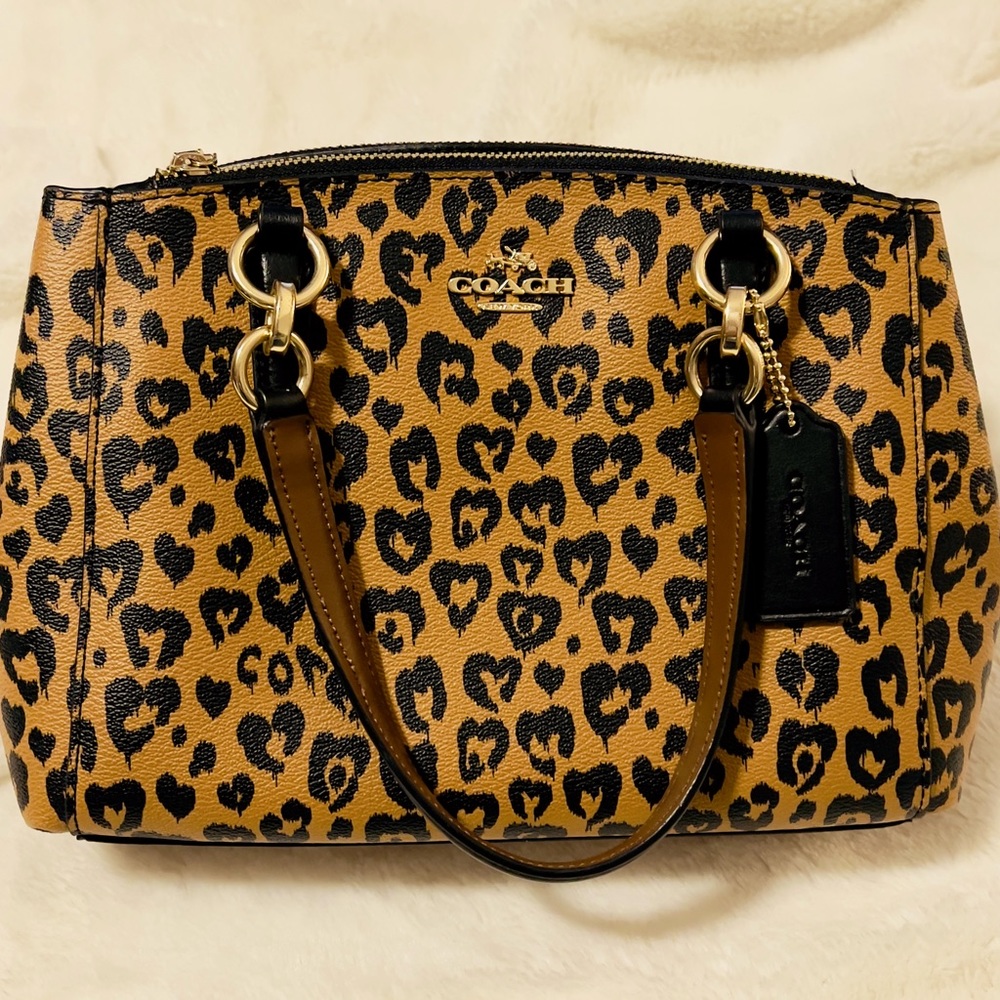 Unique Coach crossbody / shoulder bag with animal print pattern on coated canvas